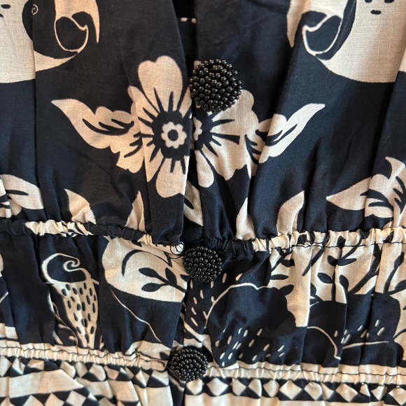 NWT FARM RIO Graphic Floral Cropped Cotton Sateen Black Top Blouse SIZE M - Picture 5 of 7